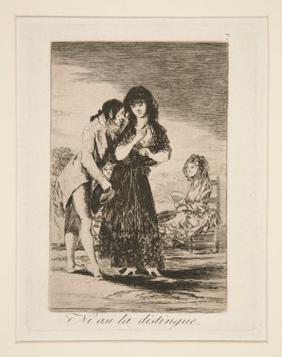Ni asi la distingue (Ani tak ji nemůže udělat), pl. 7 z Los caprichos od Francisco de Goya