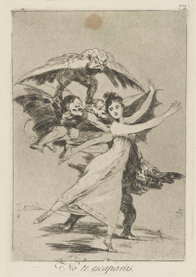 No te escapr?s. (Neunikneš.), pl. 72 ze série Los caprichos od Francisco de Goya
