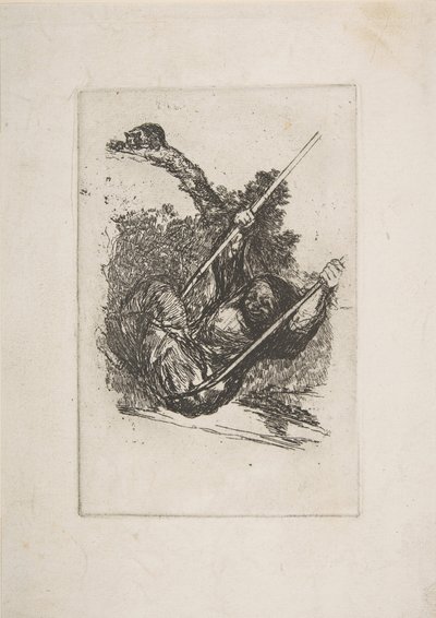 Stařenka na houpačce Vieja columpiandose.n.d. od Francisco de Goya