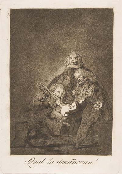 Talíř 21 z Los Caprichos: Jak ji oškubali! ¡Qual la descañonan!, 1799. od Francisco de Goya
