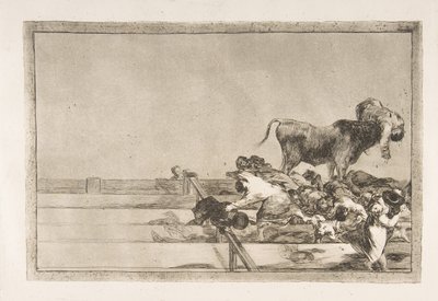 Deska 21 z Tauromaquia: Strašidelné události v předních řadách ringu v Madridu a..., 1816. od Francisco de Goya