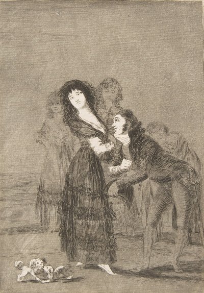 Deska 27 z Los Caprichos: Který z nich je více překonán Quien mas rendido, 1799. od Francisco de Goya