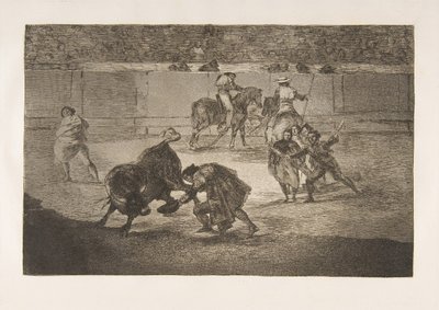 Talíř 29 Tauromaquia: Pepe Illo pasuje na recorte., 1816. od Francisco de Goya