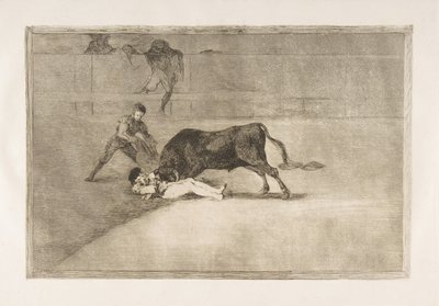 Deska 33 z Tauromaquia: Nešťastná smrt Pepe Illa v ringu v Madridu., 1816. od Francisco de Goya