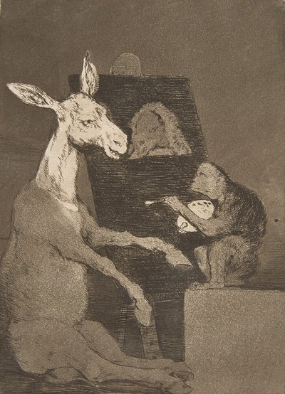 Deska 41 z Los Caprichos: Ani více ani méně Ni mas ni menos., 1799. od Francisco de Goya