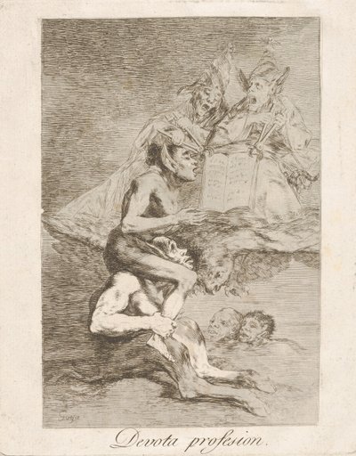 Talíř 70 z Los Caprichos: Devout Profession Devota profesion., 1799. od Francisco de Goya