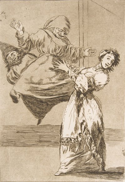 Deska 74 z Los Caprichos: Dont scream, stupid No grites, tonta, 1799. od Francisco de Goya