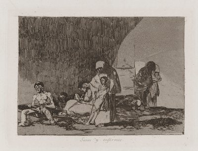 Zdraví a nemocní, deska 57 z The Disasters of War od Francisco de Goya
