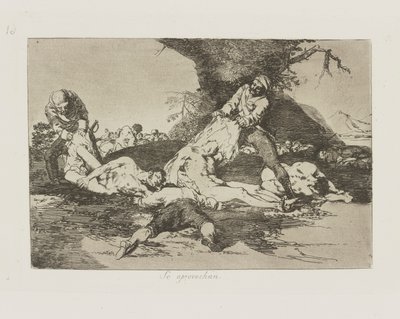 Se aprovechan. (They Make Use of them.), pl. 16 ze série Los desastres de la guerra (The Disasters of War) od Francisco de Goya
