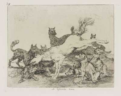 Dobře se brání. (Dobře se brání.), pl. 78 ze série The Disasters of War od Francisco de Goya