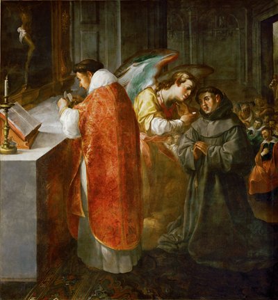 Svatý Bonaventura přijímá od anděla... od Francisco Herrera