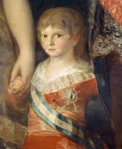 Rodina španělského Karla IV. 1800/01. Detail: Nemluvně Francisco de Paula Antonio od Francisco de Goya