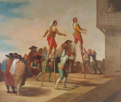 Na chůdách (Los Zancos). 1791-92 od Francisco de Goya