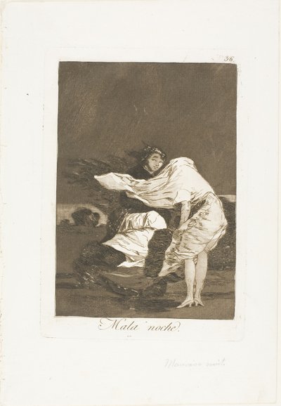 A Bad Night, deska 36 z Los Caprichos od Francisco Jose de Goya y Lucientes