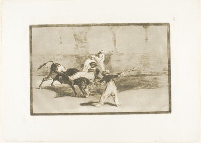 Moor chycený býkem v ringu, deska 8 z The Art of Bullfighting od Francisco Jose de Goya y Lucientes