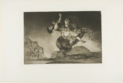 Žena a kůň, nech je ovládnout někdo jiný, deska deset z Los Proverbios od Francisco Jose de Goya y Lucientes