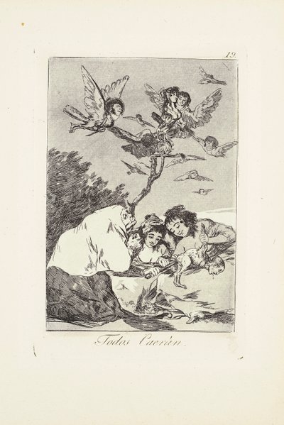 Vše padne (Todos Caeràn) Deska 19 z: Los Caprichos od Francisco Jose de Goya y Lucientes