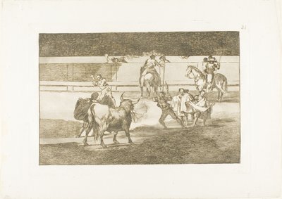 Banderillas s petardami, deska 31 z The Art of Bullfighting od Francisco Jose de Goya y Lucientes