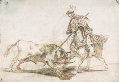Býčí zápasy: Cid probodne kopím jiného býka 1815-16 (přípravná kresba) od Francisco de Goya