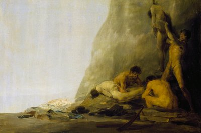 Kanibalové připravují své oběti aneb Těla Jeana de Brebeufa a Gabriela Lallemanta stahovaná z kůže Irokézy v roce 1649, asi 1800-08 (olej na desce) od Francisco Jose de Goya y Lucientes