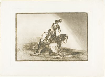 Karel V. kopí býka v ringu ve Valladolidu, deska deset z Umění býčích zápasů od Francisco Jose de Goya y Lucientes