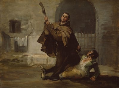 Mnich Pedro Clubs El Maragato s pažbou zbraně, asi 1806 (olej na desce) od Francisco Jose de Goya y Lucientes