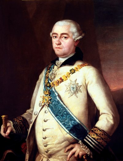 GOYA Y LUCIENTES, Francisco de (1746-1828); ALCANTARA LOPEZ DE ZUNIGA, Pedro (1700-luku). 14. Miranda del Castanarin kreivi ja 10. Penarandan herttua. Teos, joka annettiin aiemmin, kuten kehyskirjoitus sanoo, Francisco de Goya. Kultaisessa kahvassa od Francisco Jose de Goya y Lucientes