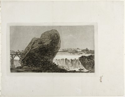Krajina s vodopádem, před rokem 1810 od Francisco de Goya