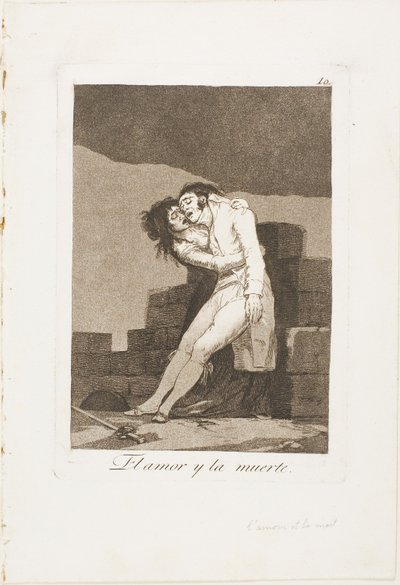 Láska a smrt, deska deset z Los Caprichos od Francisco Jose de Goya y Lucientes