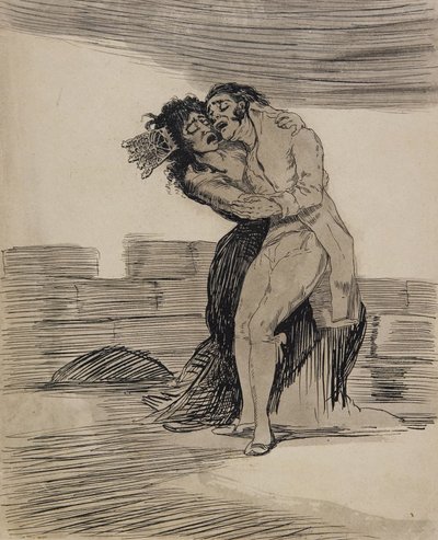 Objímající se muž a žena od Francisco Jose de Goya y Lucientes