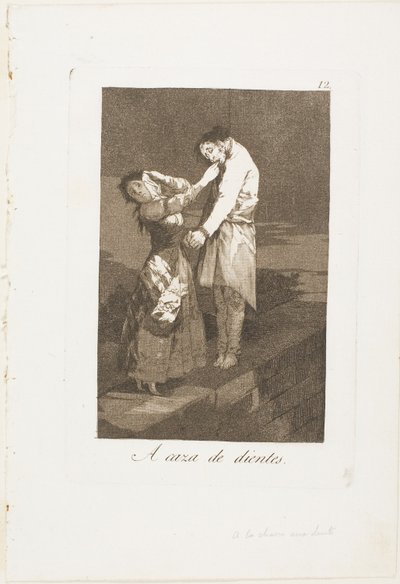 Out Hunting for Teeth, talíř dvanáct z Los Caprichos od Francisco Jose de Goya y Lucientes