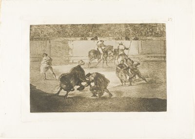 Pepe Illo při předávání "recorte", deska 29 z knihy Umění býčích zápasů od Francisco Jose de Goya y Lucientes