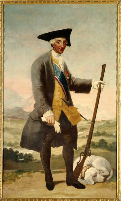 Portrét na nohou Karla III. (1716-1788) jako lovce, syna Filipa V. Malba Francisca de Goyi (1746-1828) olej na plátně od Francisco de Goya