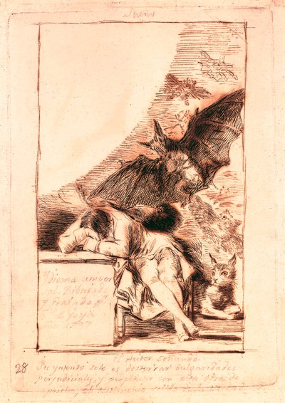 Přípravný výkres pro číslo 43 ze série "Les caprices" od Francisco de Goya