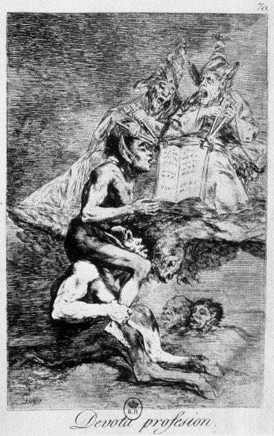 Vyznání víry, čarodějnická scéna s elfy od Goyi, konec 18. století. od Francisco de Goya
