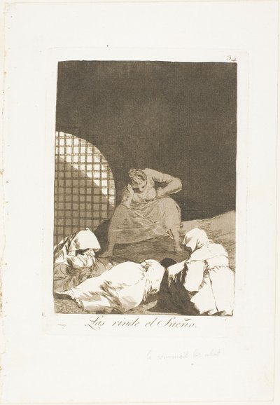 Spánek je překonává, deska 34 z Los Caprichos od Francisco Jose de Goya y Lucientes