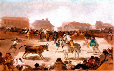 Sociální témata Akademie San Fernando: “”Corrida ve vesnici”” Obraz Francisco Goya y Lucientes (1746-1828) 1812-1814 Rozm. 45x72 cm Madrid, akademie San Fernando od Francisco de Goya