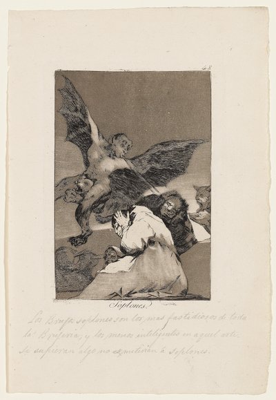 Soplones, deska z "Los Caprichos", 1799 od Francisco de Goya
