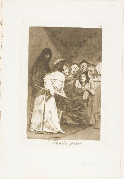 Spolkněte to, pes, talíř 58 z Los Caprichos od Francisco Jose de Goya y Lucientes
