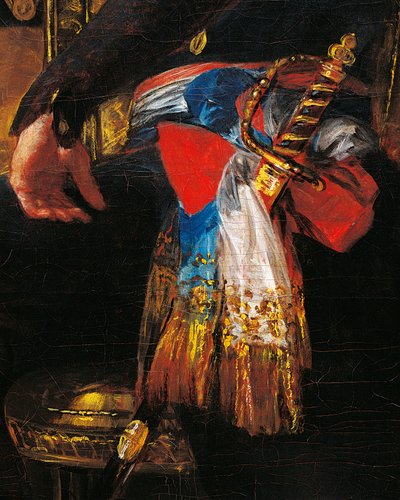 Meč a šerpa, detail z portrétu Ferdinanda Guillemardeta, francouzského velvyslance ve Španělsku v letech 1798 až 1800 od Francisca de Goya (1746-1828), olej na plátně od Francisco Jose de Goya y Lucientes