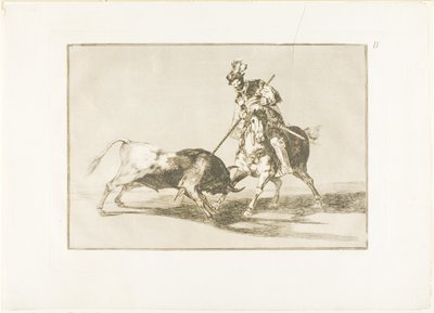 Cid Campeador kopí dalšího býka, talíř jedenáct z The Art of Bullfighting od Francisco Jose de Goya y Lucientes