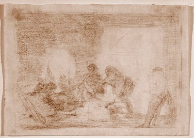 The Disasters of War: Muž svědek znásilnění své ženy (Kresba od Francisco de Goya