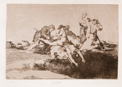 The Disasters of War: Charity (rytina po kresbě od Francisco de Goya