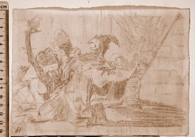 The Disasters of War: Farandole of šarlatánů (přípravná kresba od Francisco de Goya