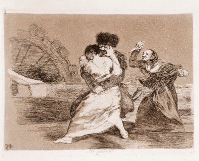 The Disasters of War: Oni nechtějí (lept z přípravné kresby od Francisco de Goya
