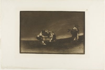 Ten samý muž hodí býka do ringu v Madridu, deska 16 z Umění býčích zápasů od Francisco Jose de Goya y Lucientes