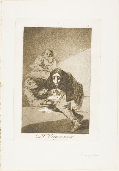 The Shamefaced one, deska 54 z Los Caprichos od Francisco Jose de Goya y Lucientes