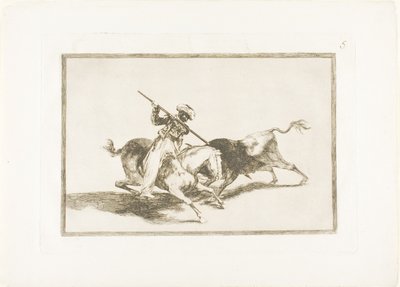 Spirited Moor Gazul je první, kdo kopí býky podle pravidel, deska 5 z Umění býčích zápasů od Francisco Jose de Goya y Lucientes