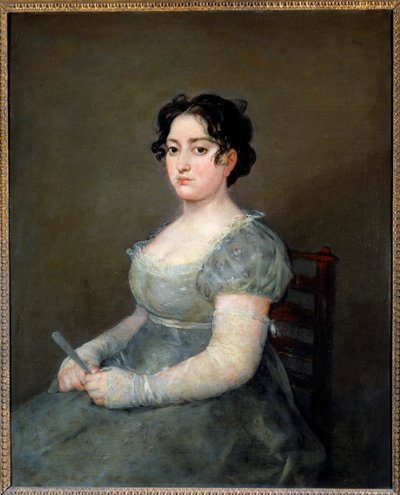 Obraz Žena ve vějíři od Francisca de Goyi (1746-1828) Slunce z 19. století. 1,03x0,84 m od Francisco de Goya