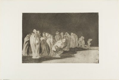 Pod pytlovinou je něco, tj. nelze soudit člověka podle oblečení, osmý talíř z Los Proverbios od Francisco Jose de Goya y Lucientes